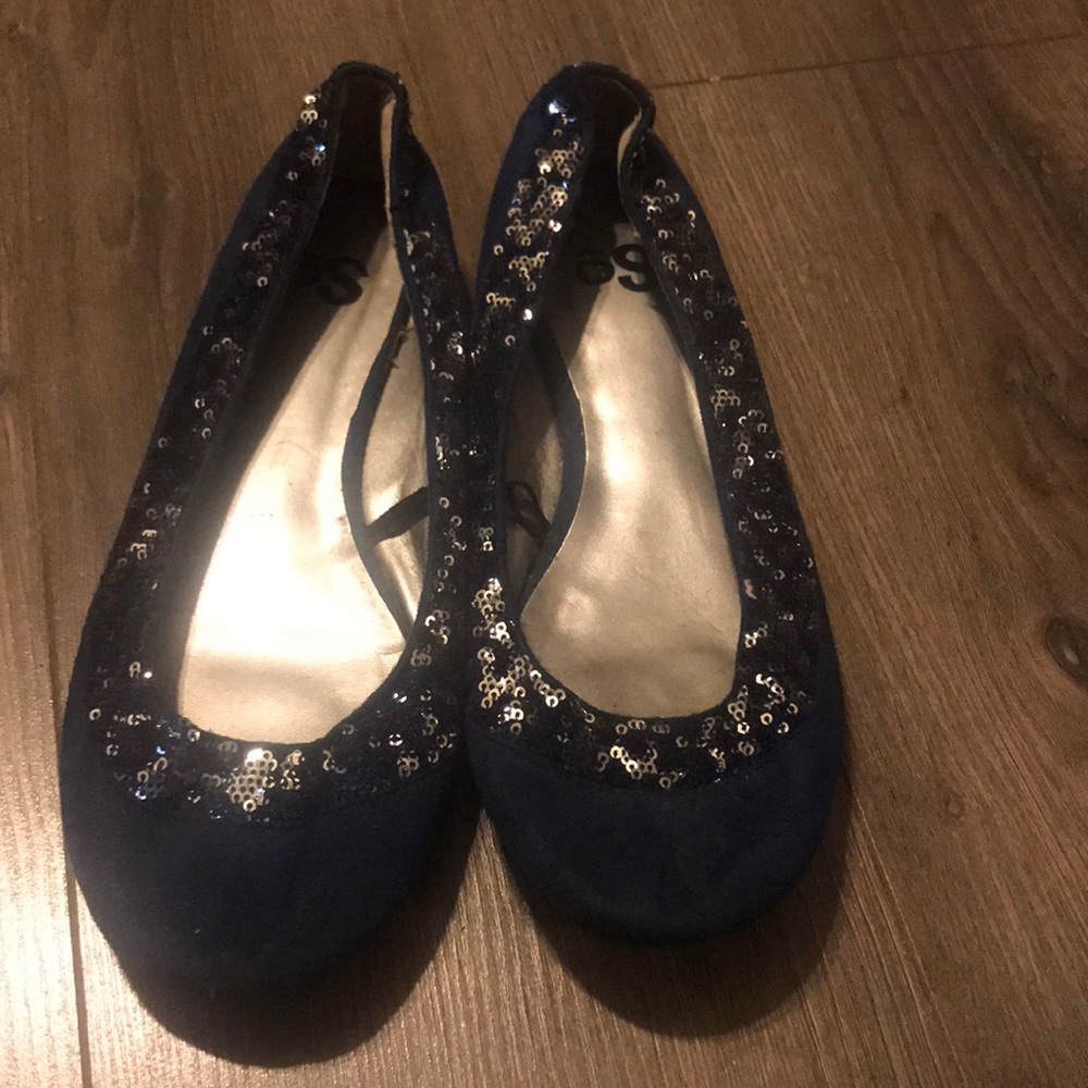 Blue Suede/Sequin Flats
